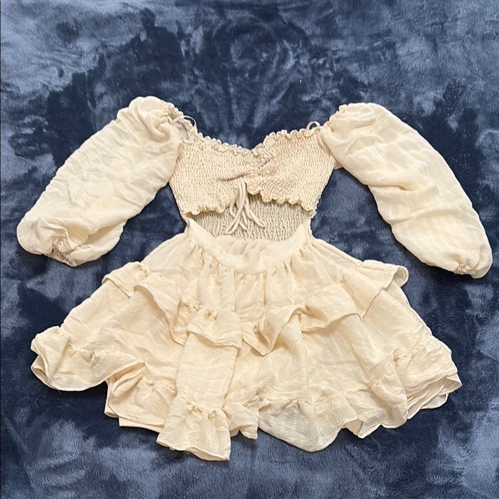 Windsor Cream Off-Shoulder Ruffle Dress